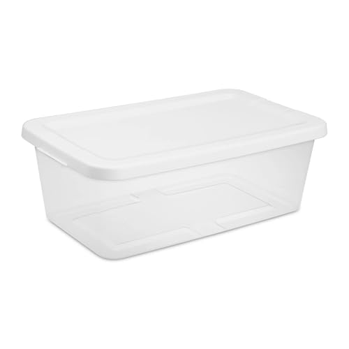 (2 pack) Small Storage Bin, 6 Quart Clear Plastic Storage Container with Snap-On Lid for Shoes, Crafts, for Closet or Bedroom