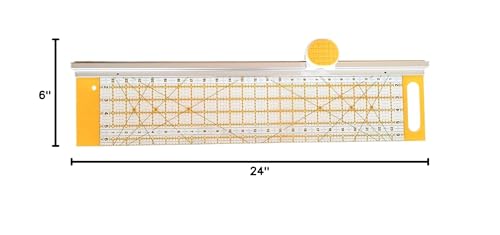 24"L x 6"W Rotary Cutter and Ruler Combo with 2Pcs Extra Blades, Fabric Cutter with Ergonomic Handle for Easy Fabric Cutting