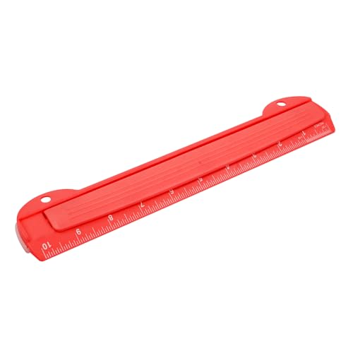 3 Hole Punch with Built-in 10-Inch Ruler, Portable ABS Plastic Paper Puncher with Stainless Steel Heads, 5 Sheet Capacity, Removable Chip Tray, Fits Standard 3 Ring Binders (Red) - color: Red