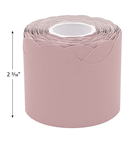 Teacher Created Resources Light Mauve Scalloped Rolled Border Trim - 50ft - Decorate Bulletin Boards, Walls, Desks, Windows, Doors, Lockers, Schools, Classrooms, Homeschool & Offices (TCR8908)