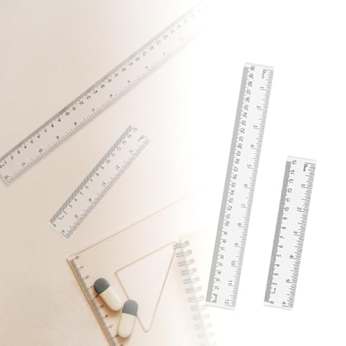 4 Pack Clear Plastic Straight Rulers, Clear Ruler Bulk, Transparent Ruler with Centimeters and Inches, for Class, Office (6 inch+12 inch) - size: 6 inch+12 inch