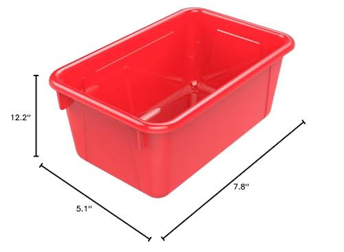 Storex Small Cubby Bins, Pack of 5, 12.2 x 7.8 x 5.1 Inches, Red (62415U05C) - color: Red, style: Bin Only