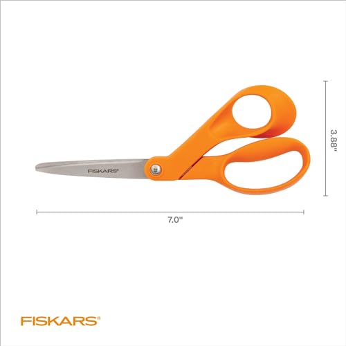 Fiskars Petite Original Orange-Handled Scissors, Crafting and Sewing Stainless Steel Scissors for Smaller Hands, Ergonomic Handle, Paper and Fabric Supplies for Office, Arts, and Crafts - style: Petite Orange-Handled
