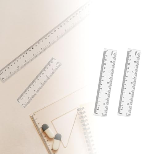 4 Pack Clear Plastic Straight Rulers, Clear Ruler Bulk, Transparent Ruler with Centimeters and Inches, for Class, Office (6 inch) - size: 6 inch