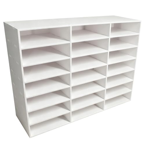 Literature Organizer,21 Compartments,Classroom Offices SchoolMailbox with Adjustable Shelves,Paper and Mail Organizer 27.8"x21"x9.3"(White)
