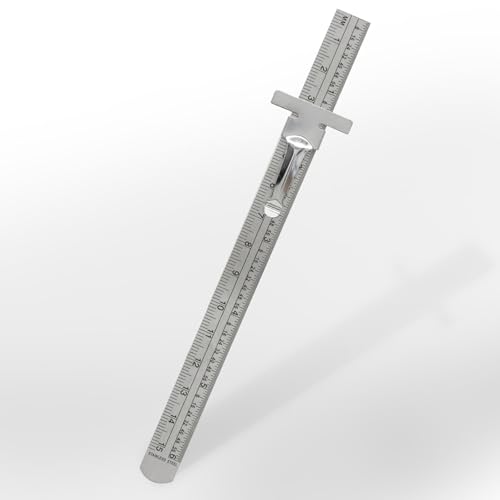 1 Pack Precision Pocket Ruler, Stainless Steel Flexible Ruler Detachable Clips, Metric Imperial Ruler for Engineering/School Office - size: S