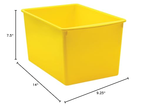 Teacher Created Resources® Yellow Plastic Multi-Purpose Bin 14" x 9-1/4" x 7-1/2" (Pack of 2) - size: 14" x 9-1/4" x 7-1/2" (Pack of 2)