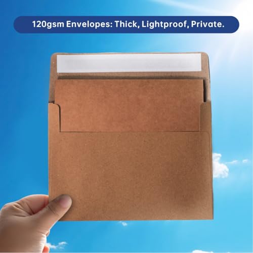 70 Packs A4 Envelopes, White, 4x6 Photo, Self Seal for Invitations, Weddings, Baby Shower, Photos, Postcards, Greeting Cards, Mailing (Kraft, 70 Pack A4(4.72x6.50in) Envelopes) - color: Kraft, size: 70 Pack A4 (4.72x6.50in) Envelopes