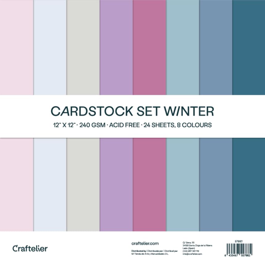 Craftelier - Cardstock Set Winter | Pack of 24 Double Sided Cardstock for Card Making, Scrapbooking and Craft Projects | Weight 240 grams | Size 30,48 cm x 30,48 cm (12" x 12") - color: Winter, size: 12" x 12"