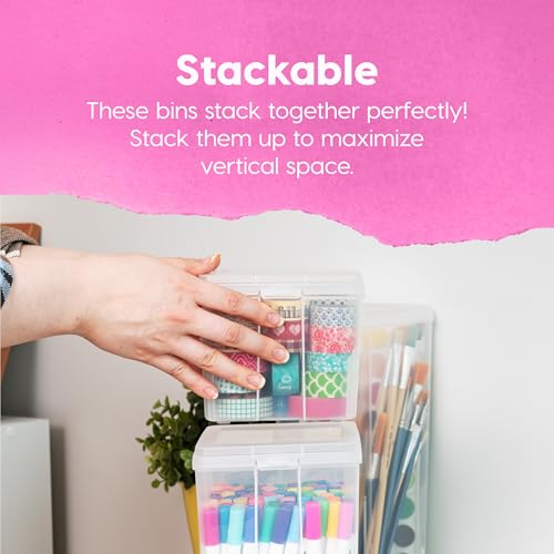 IRIS USA Vertical Storage Bins with Lids |Made in USA| Flip Top Containers for Organizing Pantry, Office, Craft, and Study Supplies - Large (6-Pack) - size: Large - 6 Pack