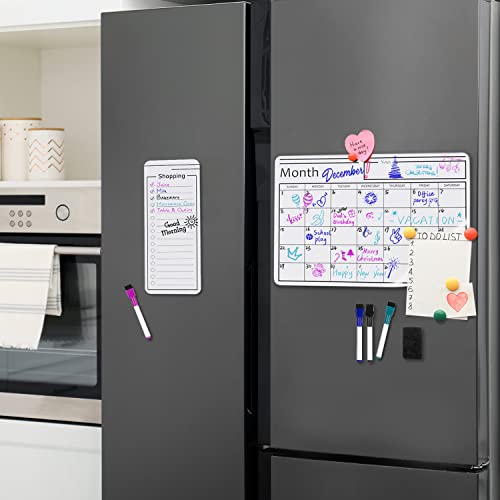 Amazon Basics Magnetic Dry Erase Whiteboard Calendar for Fridge, Easy to Clean, Schedule Organizer, 12" x 17", Includes 4 Markers and Eraser - style: Whiteboard 12"x17"