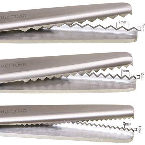 Hui Tong Strong & Sharpe Pinking Shears,Pinking Shears Scissors for Fabric, Serrated and Scalloped Scissors Fabric,3mm,5mm,7mm(Serrated 7mm) - size: Serrated 7mm