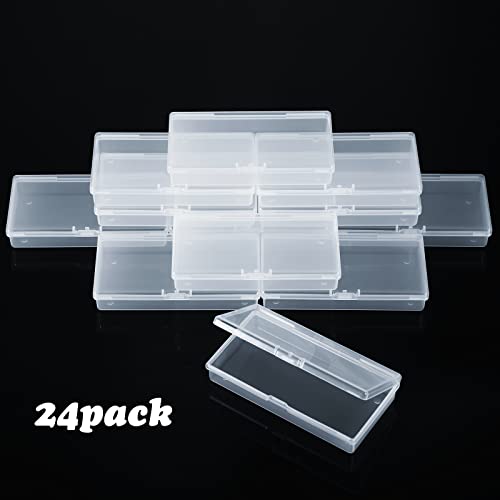 SATINIOR 24 Packs Small Clear Plastic Beads Storage Containers Box with Hinged Lid for Storage of Small Items, Crafts, Jewelry, Hardware (4.8x2.44x0.9 Inches) - size: 4.8 x 2.44 x 0.9 in