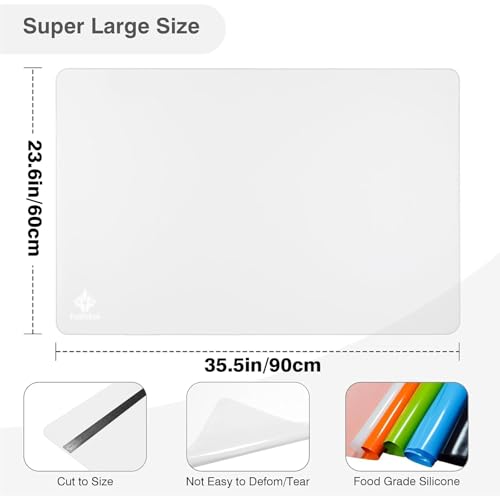35.5" x 23.6" Extra Large Silicone Mat, Silicone Craft Mat for Placemat Baking Painting Clay Art and More (Translucent) - color: Translucent