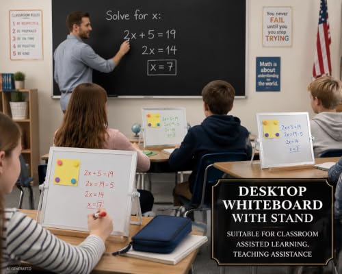 MXG Double Sided Magnetic Dry Erase Board, 10x10 Inch Portable Small White Board with Stand,360 Rotatable & Adjustable, Includes Markers, Eraser & Magnets, for Office, Home, Business - size: 10"W x 10"H