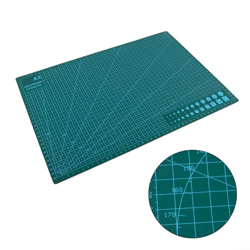 Double Sided Cutting Mat, 3mm Thick Self Healing Craft Pad, Anti-slip Engraving for Sewing Quilting Model Making A5 Sizes(A-3 green) - size: A-3 green
