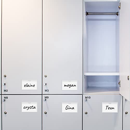 100 Pack Self-Adhesive 3" x 5" Index Card Pockets with Top Open for Loading, Clear Plastic Index Card Lables Holder for Organizing Storage Bins and Protecting Cards Photos Labels - size: 100pack 3 x 5 Inches
