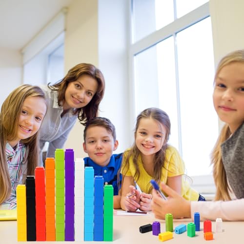 100 pcs red Linking Cubes for Math Counting Cubes manipulatives Plastic Counting Block Manipulative Learning Supplies for Educational Activities (Red) - color: Red