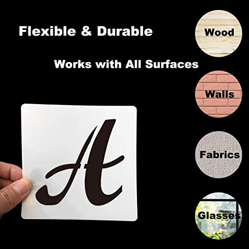 4 Inch Alphabet Letter Stencils for Painting - 70 Pack Letters and Numbers Stencil Templates with Signs for Painting on Wood, Reusable Letter and Number Stencils for Chalkboard Wood Signs & Wall Art - size: 4 Inch