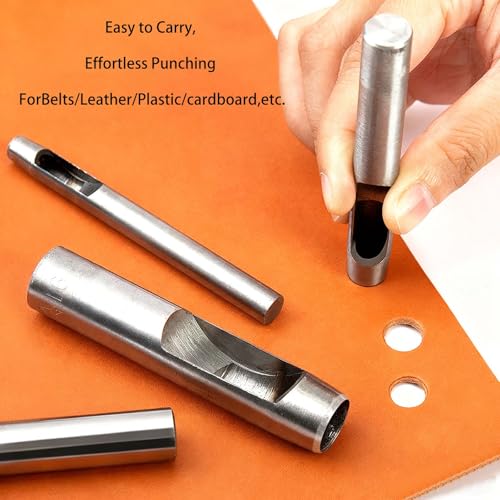 GLRXMX 9mm Carbon Steel Leather Hollow Punch, Heavy Duty Round Hole Punch Tool for Leather Belts Watch Bands Rubber Plastic Crafts & DIY Projects - size: 9mm