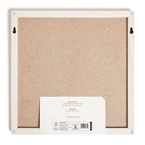 U Brands Rustic Linen Bulletin Board, 14" x 14", White Wood Style Frame, Industrial Grade Pinning Surface, Includes Push Pins - style: Bulletin Board - Linen