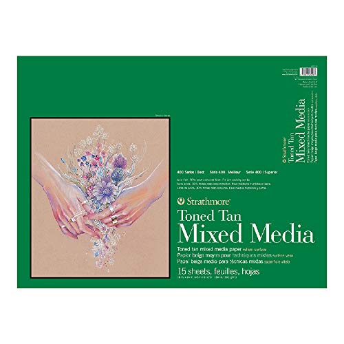 Strathmore 400 Series Toned Tan Mixed Media Pad, 18"x24" Glue Bound, 15 Sheets per Pad - color: Toned Tan, size: 18 x 24 inches