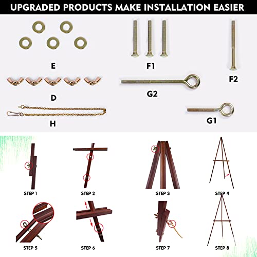 Conda 63" Wooden Tripod Artist Display Easel with Tray, A-Frame Adjustable Easel Stand for Wedding Sign, Foldable Easels for Painting Canvas, Display & Posters