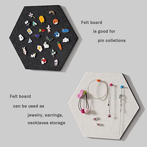 LAJAR 8 Pcs Self Adhesive Felt Bulletin Board Tiles (Large), Hexagon Color Felt Pin Board Wall Tiles for Photos, Pictures, Memos (Camel Large) - color: Camel