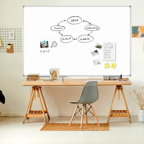 JILoffice Large Magnetic White Board, Dry Erase Board 72 x 48 Inch, Silver Aluminum Frame Wall Mounted Board for Office Home and School - color: Silver, size: 72 x 48 Inch