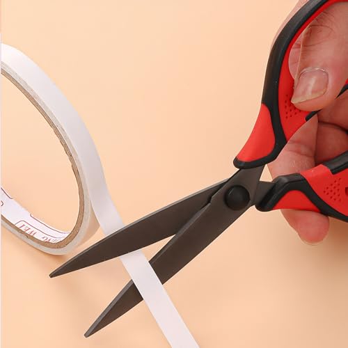 Jasni 3 Pack Teflon blackening Non-Stick Premium 7.5" Titanium No Rust Super Sharp Scissors Shears Soft Comfort-Grip for Office School Home Art Craft DIY student paper Sewing Fabric (Red) - color: Red