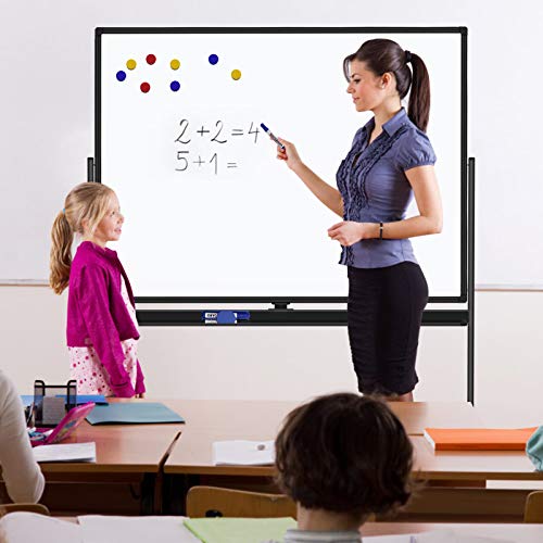 H-Qprobd 48"x36" Mobile Whiteboard Double-Sided Magnetic Dry Erase Board on Wheels - Comercial Rolling White Boards with Sturdy Stand for Home, Office & School - size: 48x36 black