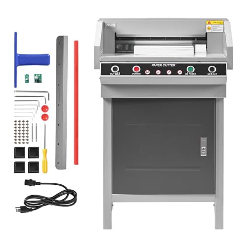 VEVOR Electric Paper Cutter, Heavy Duty Metal Paper Cutter Machine, 17.72 inch Cutting Width, 1.57 inch Cutting Thickness, Electric Guillotine Trimmer with Infrared Function and Spare Blade