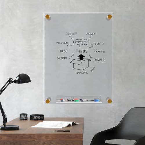 MaxGear Acrylic Dry Erase Board, 18"x24" Clear White Board for Wall - size: 24"W x 18"H