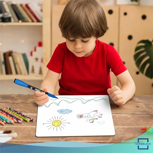 Scribbledo 24 Pack Dry Erase Lap Boards for Students, 9x12 Double Sided Mini Whiteboards, Classroom Whiteboard Set with 24 Erasers, Student White Boards for Teachers, Kids, School Supplies