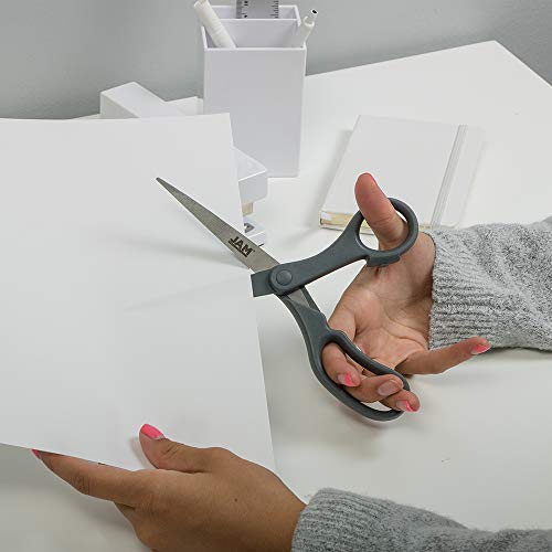 JAM PAPER Multi-Purpose Precision Scissors - 8 Inch - Grey - Ergonomic Handle & Stainless Steel Blades - Sold Individually - color: Grey, size: Standard (8 Inch)