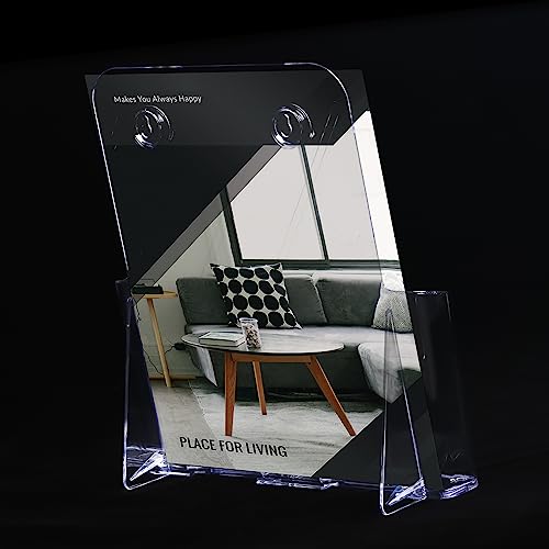 xydstay Acrylic Brochure Holder 8.5x11 Inches Slant Back Design, Clear Display Stand, Plastic Table Stand Sign Holder,Pamphlet Holder Flyer Holder, Acrylic Display Stand, Acrylic Table Signs Plastic Paper Holder for Office, Home, Store, 4 Pack - size: 8.5