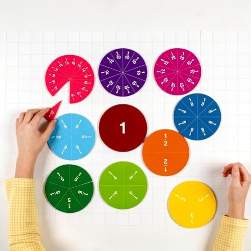Magnetic Fraction Manipulatives,Educational Puzzle Games Magnets,Calculator Tiles Circles 6" - size: Circle 6"