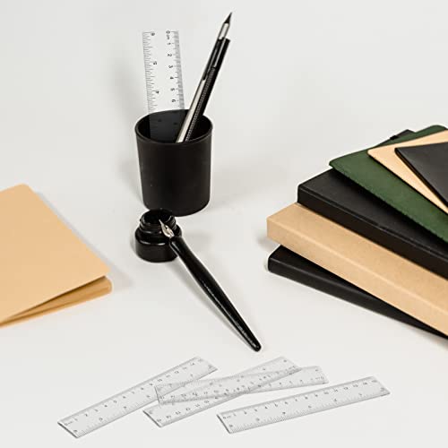 Zonon 100 Pcs 6 Inch Rulers Bulk Clear Plastic Flexible Straight Rulers with Inches and Centimeters First Day of School Gift for Students Back to School Office Supplies - color: Clear