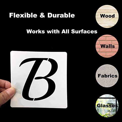 5 Inch Alphabet Letter Stencils for Painting - 70 Pack Letter and Number Stencil Templates with Signs for Painting on Wood, Reusable Cursive Letters Stencils for Chalkboard Wood Signs & Wall Art - size: 5 Inch