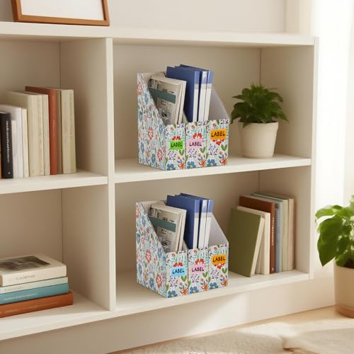 WRINGKIT 20 Pack Cardboard Magazine File Holder, Foldable Magazine Organizer Box, Large Vertical Magazines Storage Bin with Blank Label Sticker for School Office Shelves, File Folders for Documents