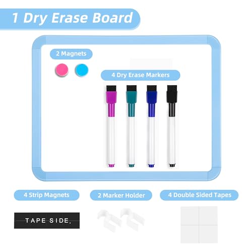 VUSIGN Small White Board Dry Erase, 8.5'' x 11'' Magnetic Dry Erase Board, Mini Whiteboard with Markers for Students, Fridge, Wall, Locker, Blue - color: H-blue