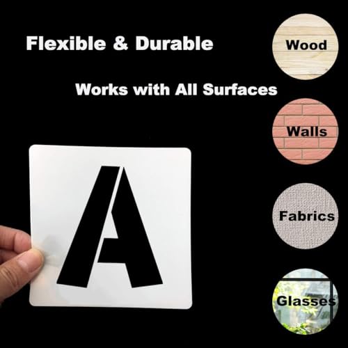 6 Inch Letter Stencils for Painting - 42 Pack Alphabet Letter and Number Stencil Templates with Signs for Painting, Reusable Letters Numbers Stencils for Chalkboard Wood Crafts & Wall Decor - size: 6 Inch