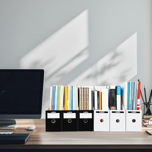 Limitliho 2 Pack White Magazine Holde, Vertical Book Bins for Classroom and Library Use, 10.6'' ×10.2'' ×3.5'' Inch Vertical File Folder Box - color: White, size: 2 Pack