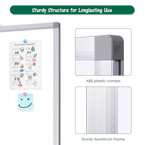Large White Board for Wall 96x48 inches Magnetic Dry Erase Board with Long Marker Tray, Wall-Mounted Hanging Foldable Whiteboard for School, Office and Home