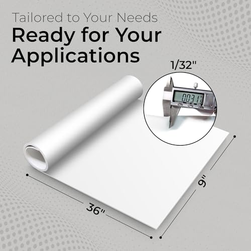 Exactly Rubber - White Silicone Sheet, 60A Durometer Silicone Mat, Food-Grade Rubber Mat with -80 to 450°F Temperature Resistance, 400% Elongation, Silicone Placemat Made in The USA, 1/32 x 9” x 36” - size: 1/32 x 9 x 36