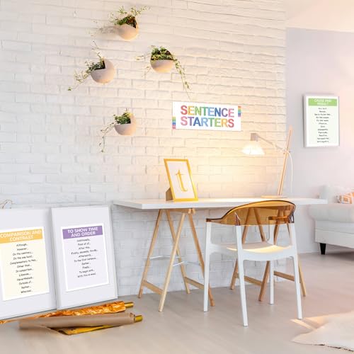 Dunzoom 9 Pieces Sentence Starters Posters Descriptive Vocabulary Classroom Educational Posters English Grammar Chart Bulletin Board Decoration for Middle High School Classroom(Classic Style) - style: Classic