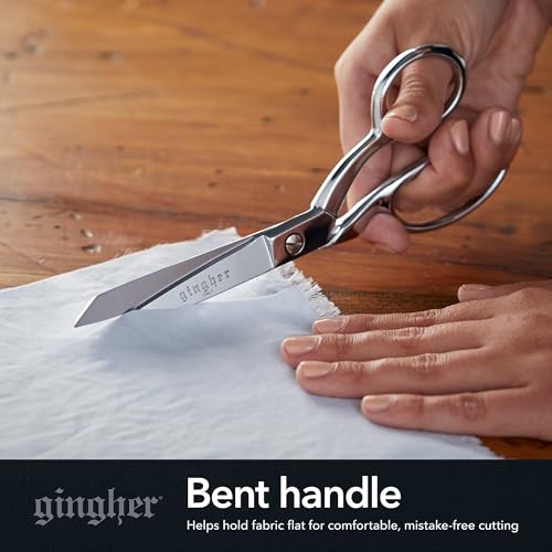Gingher 8" Dressmaker's Fabric Scissors, Stainless Steel Shears, Sharp Knife Edge Steel Sewing Shears with Protective Sheath for Fabric Cutting and Tailoring, Chrome Plated Nickel Finish - style: 8" Dressmaker