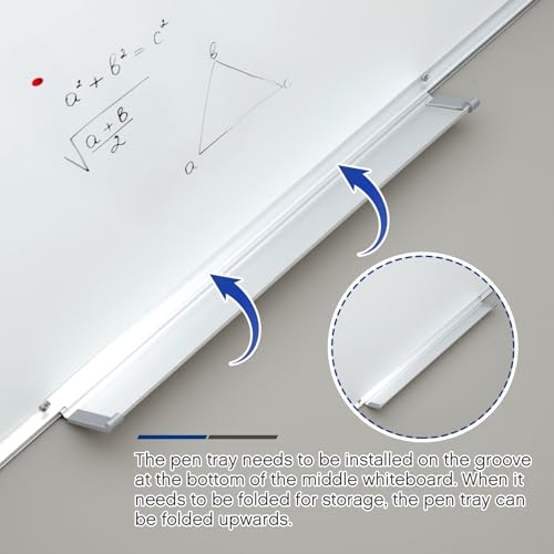 AmazingSpark 72” x 40” Foldable Whiteboard Dry Erase Board Large Tri Folding Whiteboard Magnetic Dry Erase Board, Wall Aluminium Frame and Pen Tray for Office, Home - size: 72"W x 40"H