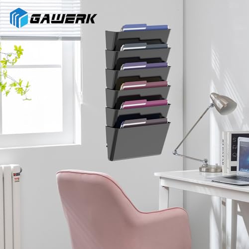Gawerk Clear Acrylic Single Pocket, Plastic Hanging Wall Mount File Holder for Office Home (Black, 5 Pack) - color: Black, size: 5 Pack