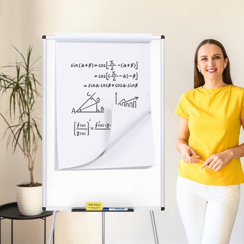 VIZ-PRO Whiteboard Easel, 36 x 24 Inches, Portable Dry Erase Board Height Adjustable for School Office and Home - size: 36 x 24 Inches - Board Only